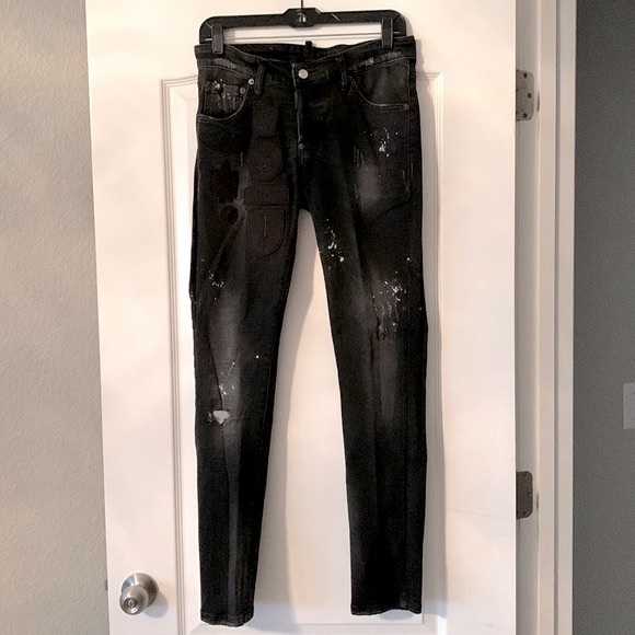 Dsquared2 Destructed Black Wash Patch Jean - Picture 2 of 8